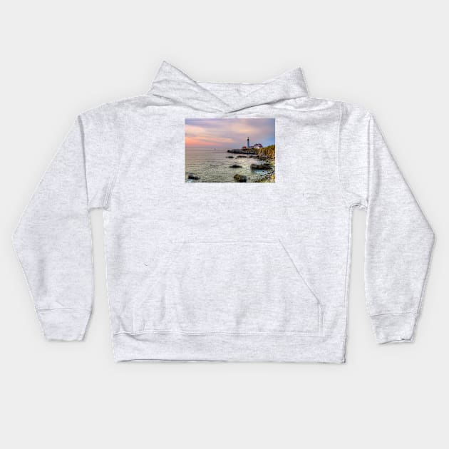 New Day at Portland Head Light Kids Hoodie by jforno